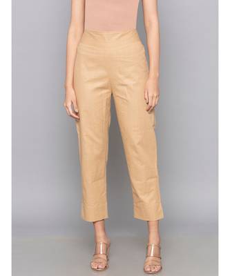 beige plain cotton trousers 3