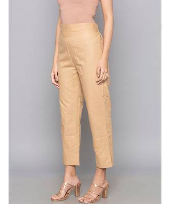 beige plain cotton trousers 4