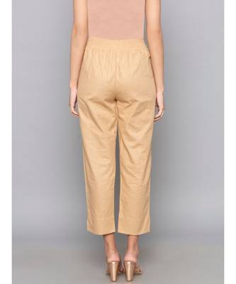 beige plain cotton trousers 6