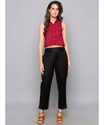 black plain cotton trousers 1