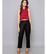 black plain cotton trousers
