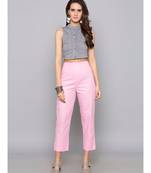 pink plain cotton trousers