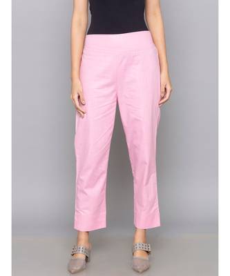 pink plain cotton trousers 3