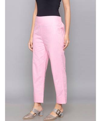 pink plain cotton trousers 4