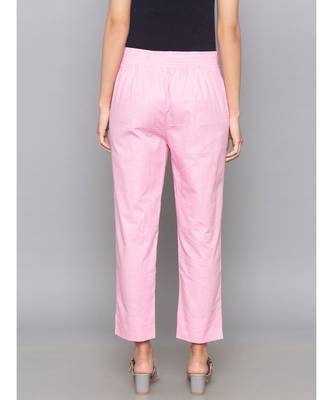pink plain cotton trousers 6