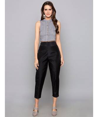 black plain cotton trousers 1