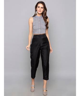 black plain cotton trousers 2