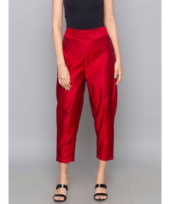 maroon plain cotton trousers 1