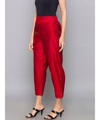 maroon plain cotton trousers 2