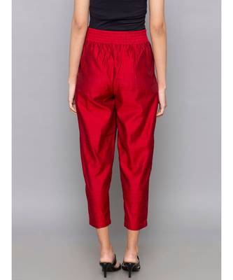 maroon plain cotton trousers 4