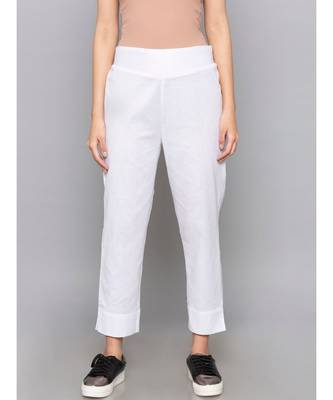 white plain cotton trousers 3