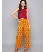 orange plain cotton trousers