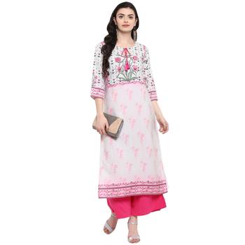 women's Pasta-Green Color Digital Print straight crepe Kurta Palazzo Set 1