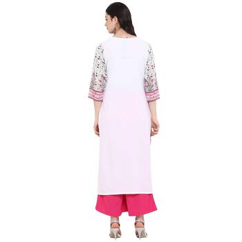 women's Pasta-Green Color Digital Print straight crepe Kurta Palazzo Set 3