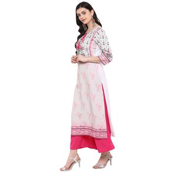 women's Pasta-Green Color Digital Print straight crepe Kurta Palazzo Set 4