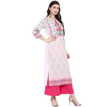 women's Pasta-Green Color Digital Print straight crepe Kurta Palazzo Set 5