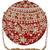 Gala Embellished Faux Silk Round Clutch Red & White