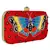 Adorn Embellished Faux Silk Clutch Red & multi