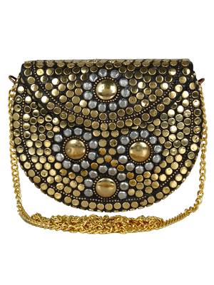 Jewel Mosaic Metal Clutch Gold and Siver 1