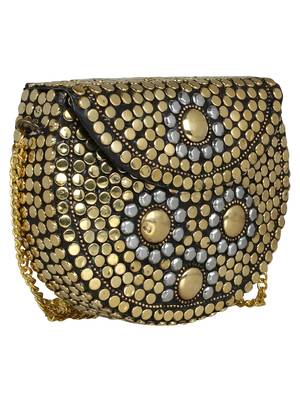 Jewel Mosaic Metal Clutch Gold and Siver 2