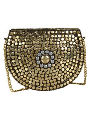 Jewel Mosaic Metal Clutch Gold and Siver 3