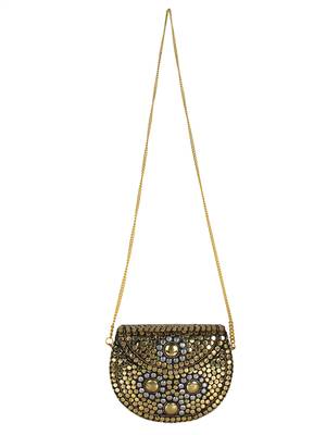 Jewel Mosaic Metal Clutch Gold and Siver 4
