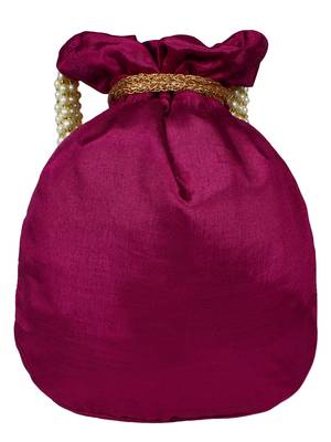 Dazzle Embellished Faux Silk Potli Wine & Multicolour 3