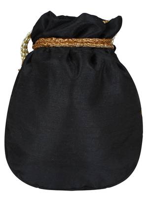 Dazzle Embellished Faux Silk Potli Black & Multicolour 3