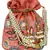 Dazzle Embellished Faux Silk Potli Peach & Multicolour