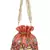 Dazzle Embellished Faux Silk Potli Peach & Multicolour
