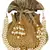 Lotus Embroidered Faux Silk Potli Gold