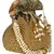 Lotus Embroidered Faux Silk Potli Gold