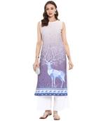 women's Purple Color Digital Print Straight Crepe Kurti
