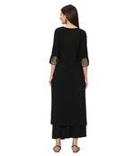 Women's Black Foil Print Straight Crepe Kurta