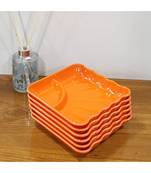 Orange Square High Grade Melamine Quarter Serving Plates ( 6 inches x 6 inches ) - Set of 6