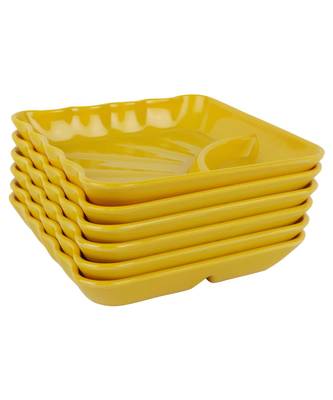 Yellow Square High Grade Melamine Quarter Serving Plates ( 6 inches x 6 inches ) - Set of 12 4