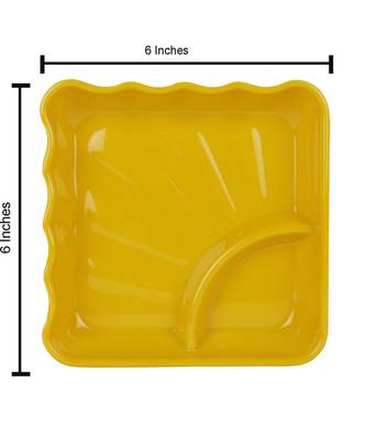 Yellow Square High Grade Melamine Quarter Serving Plates ( 6 inches x 6 inches ) - Set of 12 5