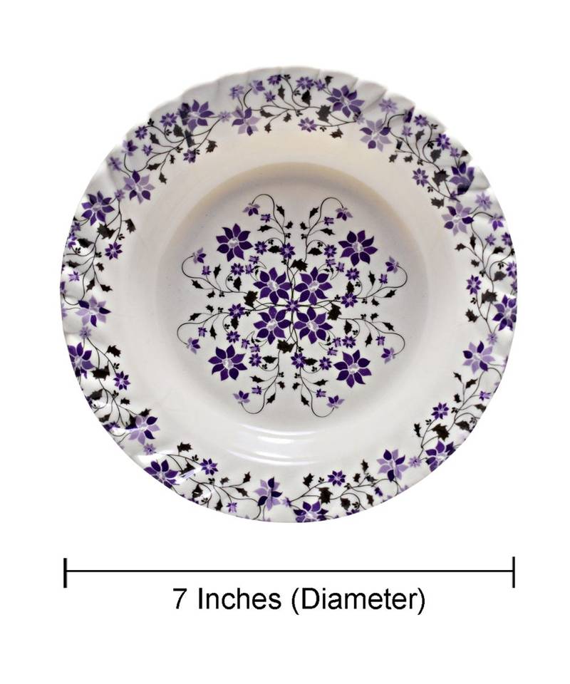 White Heavy Round High Grade Melamine Quarter Serving Plates ( 7 inches Diameter ) - Set of 6