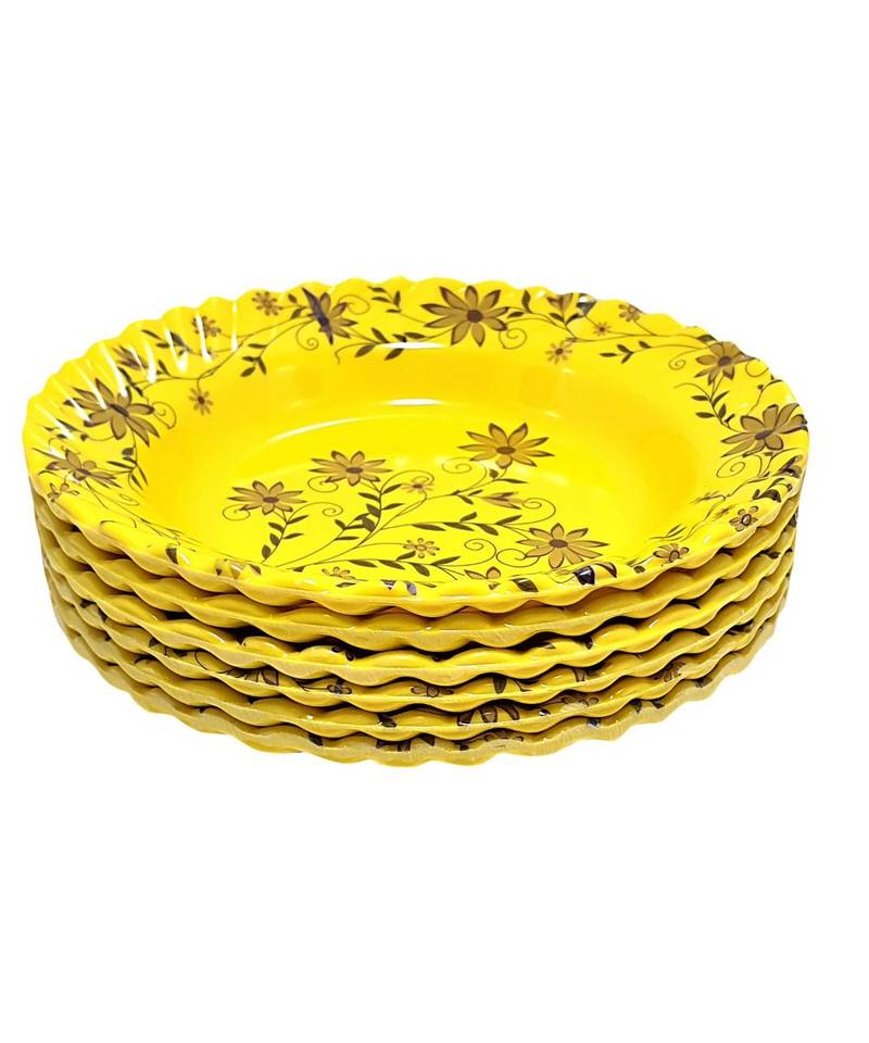 Yellow Heavy Round High Grade Melamine Quarter Serving Plates ( 7 inches Diameter ) - Set of 6