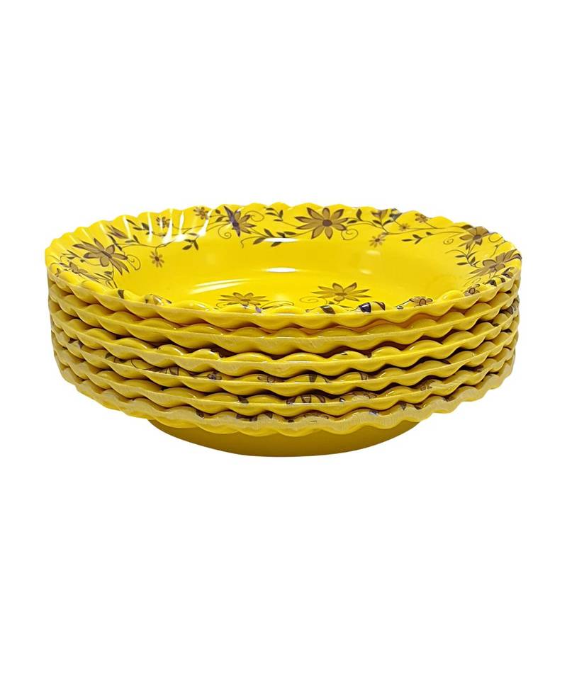 Yellow Heavy Round High Grade Melamine Quarter Serving Plates ( 7 inches Diameter ) - Set of 6