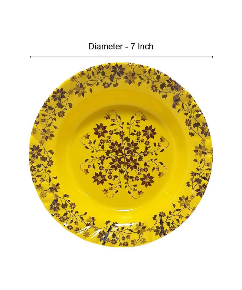 Yellow Heavy Round High Grade Melamine Quarter Serving Plates ( 7 inches Diameter ) - Set of 6