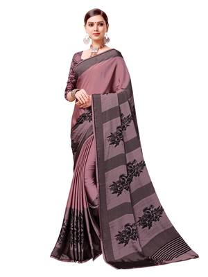 pink Printed Shimmer Sarees With Unstitched Blouse 1