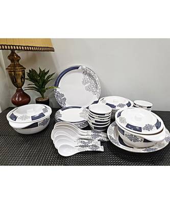 Multicolored Petal Decor Heavy Round High Grade Melamine Dinner Set - Set of 40 1