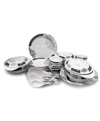Multicolored Petal Decor Heavy Round High Grade Melamine Dinner Set - Set of 40 2