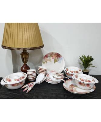 Multicolored Blue Decor Heavy Round High Grade Melamine Dinner Set - Set of 41 1