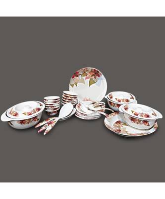 Multicolored Blue Decor Heavy Round High Grade Melamine Dinner Set - Set of 41 2