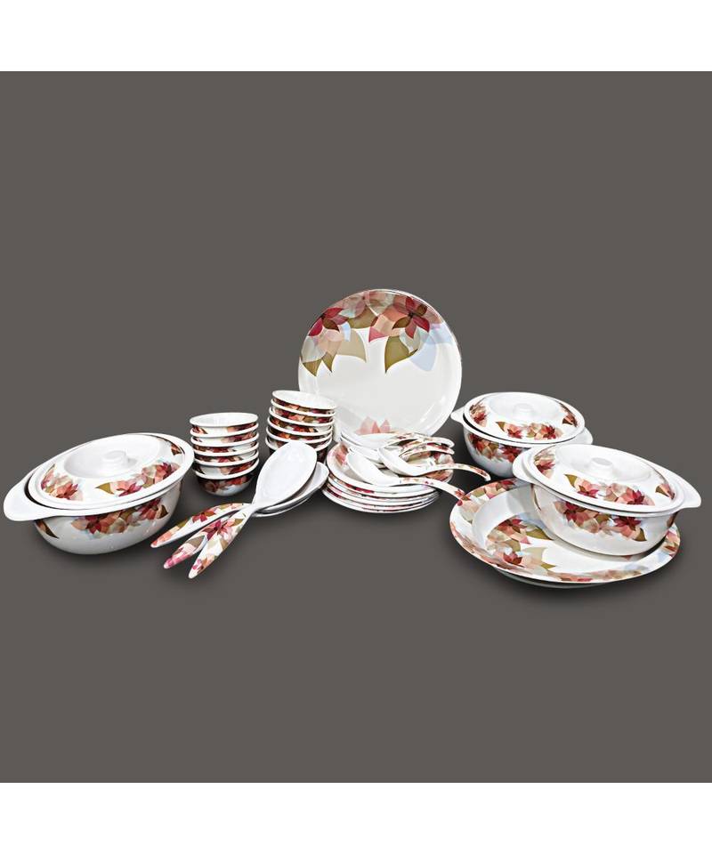 Multicolored Blue Decor Heavy Round High Grade Melamine Dinner Set - Set of 41