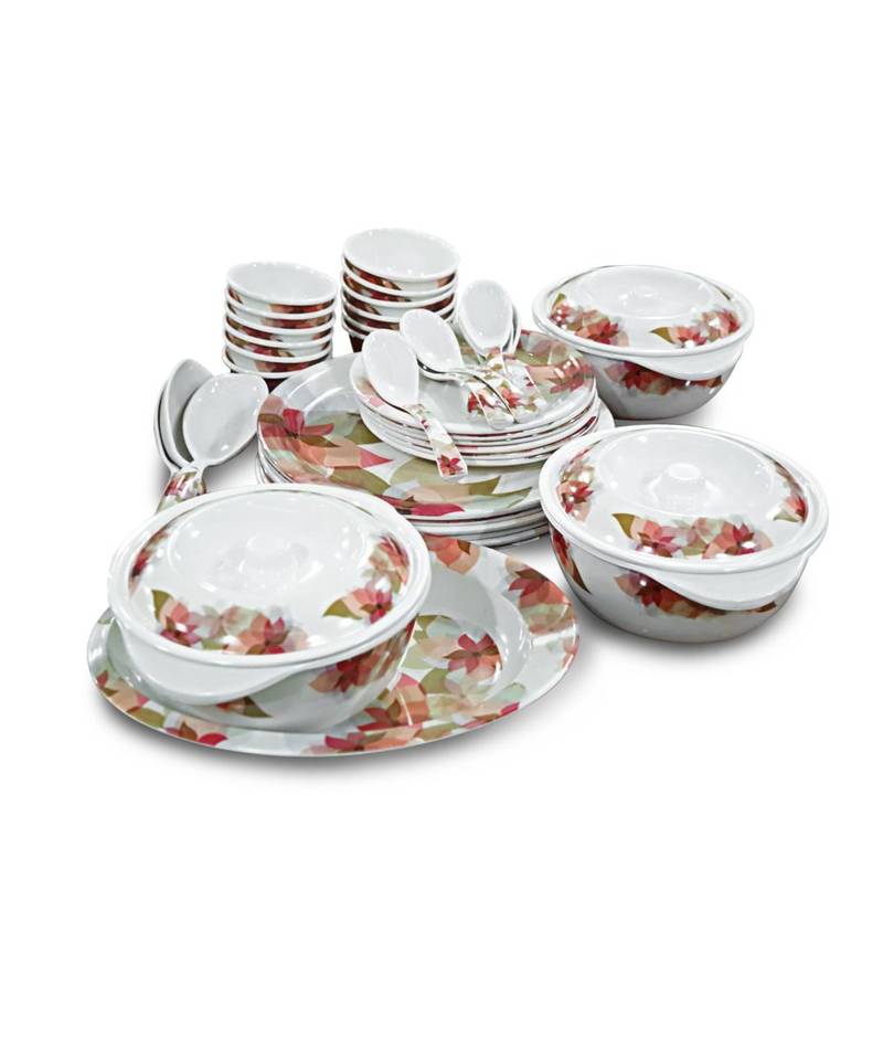 Multicolored Blue Decor Heavy Round High Grade Melamine Dinner Set - Set of 41