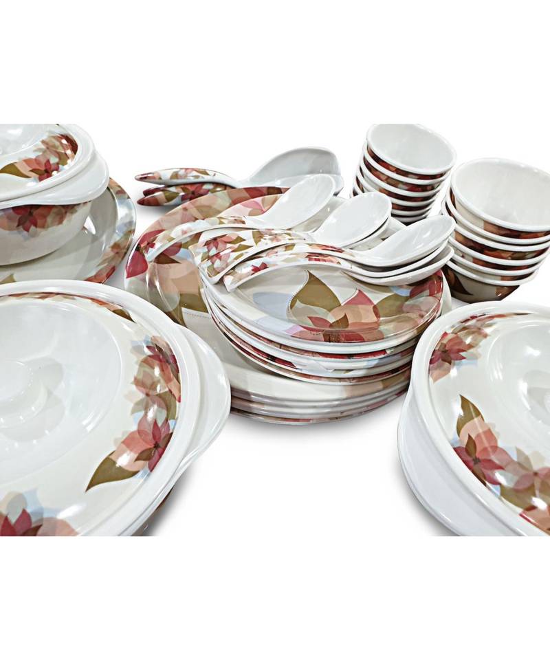 Multicolored Blue Decor Heavy Round High Grade Melamine Dinner Set - Set of 41