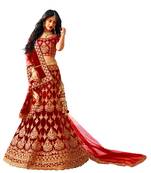 Red Embroidered Satin With Blouse Stylish Lahengha Choli